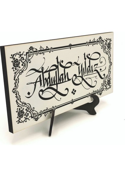 Geleneksel Hat Sanatı ile Mdf Üzerine Yazılı Masaüstü Isimlik