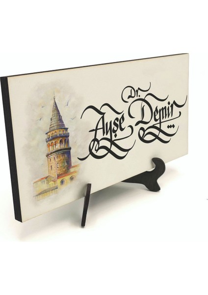 Geleneksel Hat Sanatı ile Mdf Üzerine Yazılı Masaüstü Isimlik