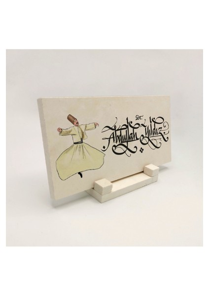 Geleneksel Hat Sanatı ile Doğal Taş Üzerine Yazılı Masaüstü Isimlik