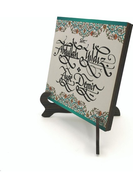 Geleneksel Hat Sanatı ile Mdf Üzerine Yazılı Masaüstü Isimlik