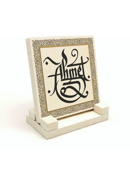 Geleneksel Hat Sanatı ile Doğal Taş Üzerine Yazılı Masaüstü Isimlik