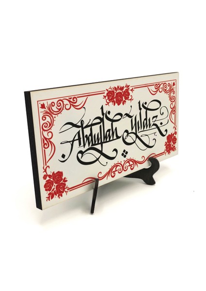 Geleneksel Hat Sanatı ile Mdf Üzerine Yazılı Masaüstü Isimlik