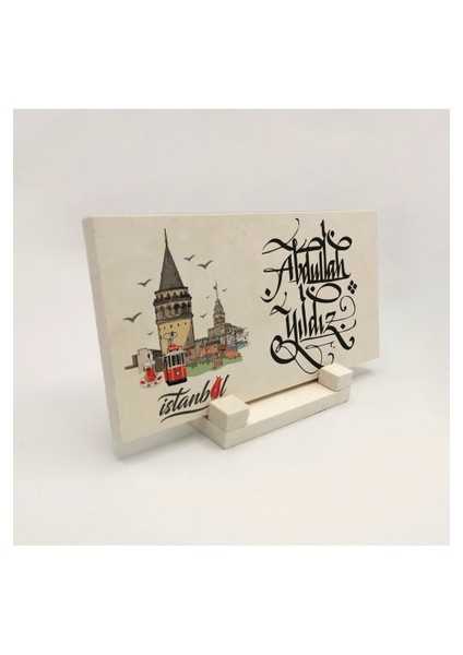 Geleneksel Hat Sanatı ile Doğal Taş Üzerine Yazılı Masaüstü Isimlik