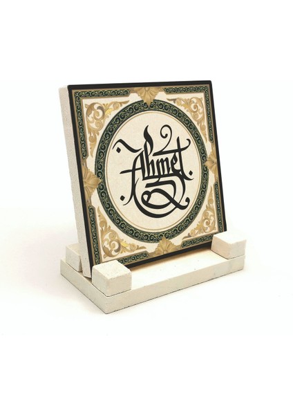 Geleneksel Hat Sanatı ile Doğal Taş Üzerine Yazılı Masaüstü Isimlik