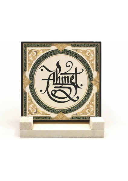 Geleneksel Hat Sanatı ile Doğal Taş Üzerine Yazılı Masaüstü Isimlik fiyatları