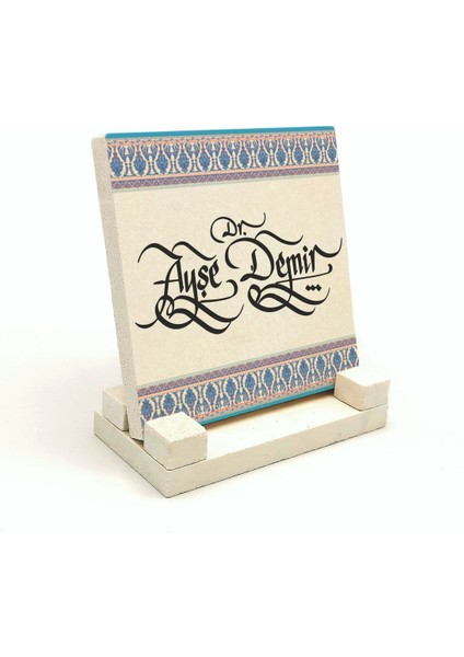 Geleneksel Hat Sanatı ile Doğal Taş Üzerine Yazılı Masaüstü Isimlik