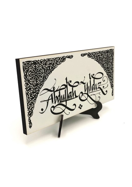 Geleneksel Hat Sanatı ile Mdf Üzerine Yazılı Masaüstü Isimlik