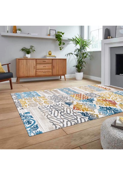 Dijital Baskılı Kaymaz Taban Yıkanabilir Patchwork Yolluk Salon Halısı, V-Patchwork-02-Renkli, fiyatları