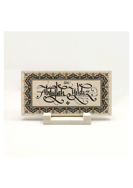 Geleneksel Hat Sanatı ile Doğal Taş Üzerine Yazılı Masaüstü Isimlik fiyatları