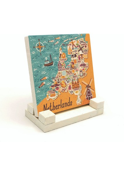 Hollanda Sembolleribaskılı Doğaltaş Masaüstlük