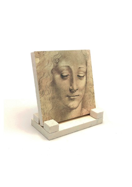 Baş Etüdü Leonardo Da Vinci Baskılı Doğaltaş Masaüstlük 10X10 KRG-138 fiyatları