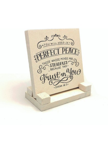 Yeşaya 26:3 Ayeti Baskılı Doğaltaş Masaüstlük 10X10 KRG-126 fiyatları