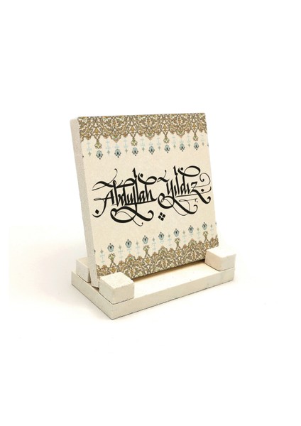 Geleneksel Hat Sanatı ile Doğal Taş Üzerine Yazılı Masaüstü Isimlik