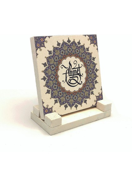 Geleneksel Hat Sanatı Ile Isim Yazılı Doğaltaş Masaüstü Isimlik 10X10 Kkd-61