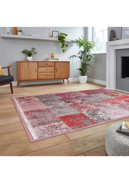 Dijital Baskılı Kaymaz Taban Yıkanabilir Patchwork Yolluk Salon Halısı, V-Patchwork-17-Kırmızı, fiyatları
