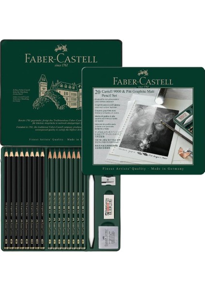 Faber Castell Pitt Graphite Matt Dereceli Kalem Eskiz Çizim Seti 20 Parça