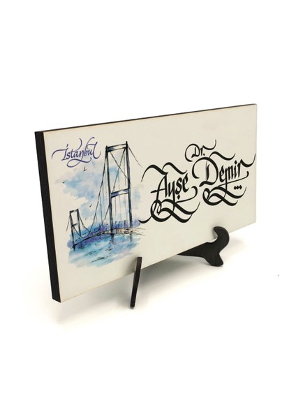 Geleneksel Hat Sanatı ile Mdf Üzerine Yazılı Masaüstü Isimlik