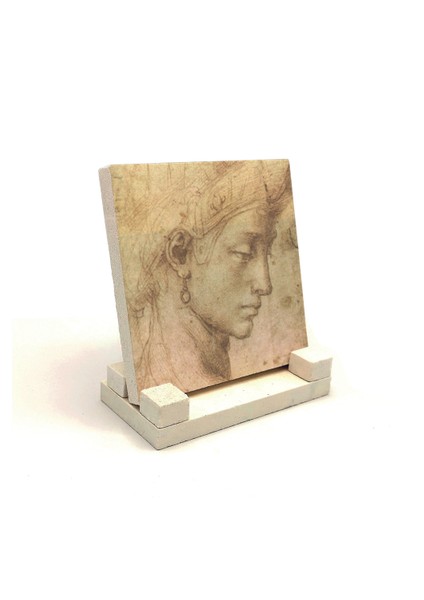 Baş Etüdü Leonardo Da Vinci Baskılı Doğaltaş Masaüstlük 10X10 KRG-139 modelleri