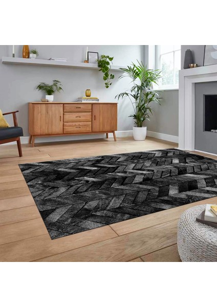 Dijital Baskılı Kaymaz Taban Yıkanabilir Patchwork Yolluk Salon Halısı, V-Patchwork-13-Antrasit, fiyatları