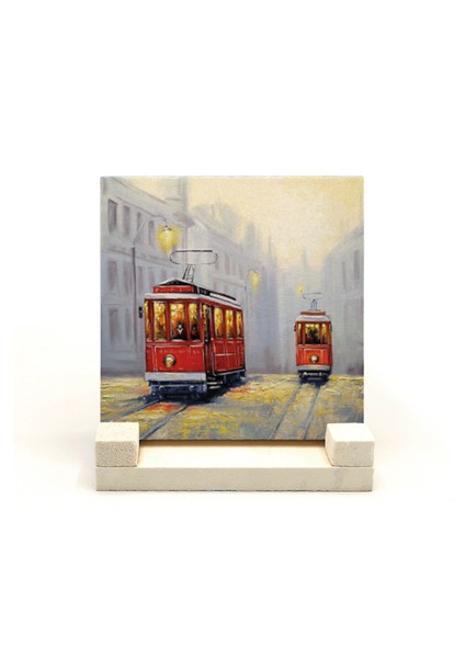 Nostaljik Tramvay Baskılı Doğaltaş Masaüstlük fiyatları