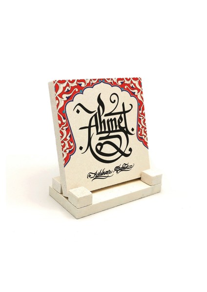 Geleneksel Hat Sanatı ile Doğal Taş Üzerine Yazılı Masaüstü Isimlik