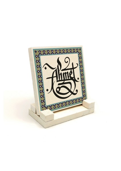 Geleneksel Hat Sanatı ile Doğal Taş Üzerine Yazılı Masaüstü Isimlik