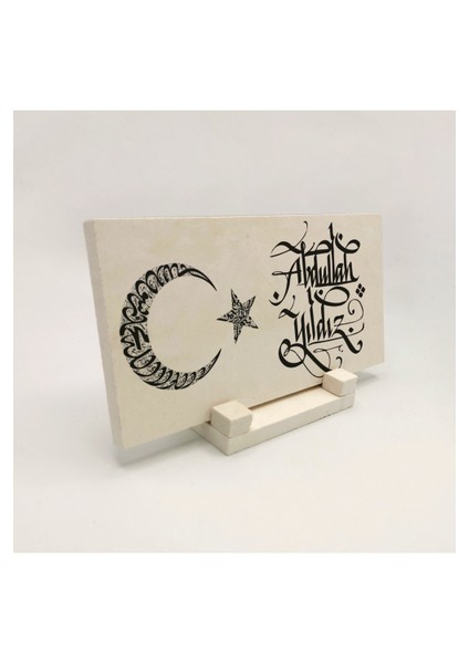 Geleneksel Hat Sanatı ile Doğal Taş Üzerine Yazılı Masaüstü Isimlik