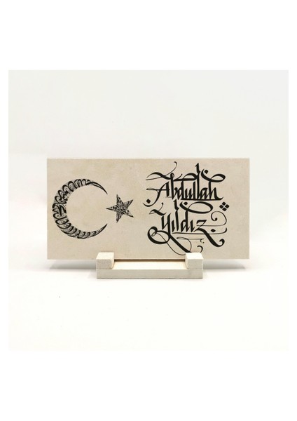 Geleneksel Hat Sanatı ile Doğal Taş Üzerine Yazılı Masaüstü Isimlik fiyatları