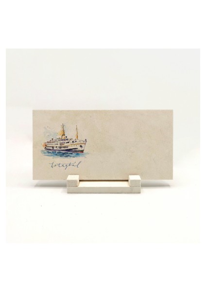 Geleneksel Hat Sanatı ile Doğal Taş Üzerine Yazılı Masaüstü Isimlik indirimleri