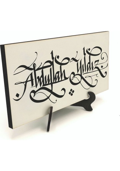 Geleneksel Hat Sanatı Ile Mdf Üzerine Yazılı Masaüstü Isimlik