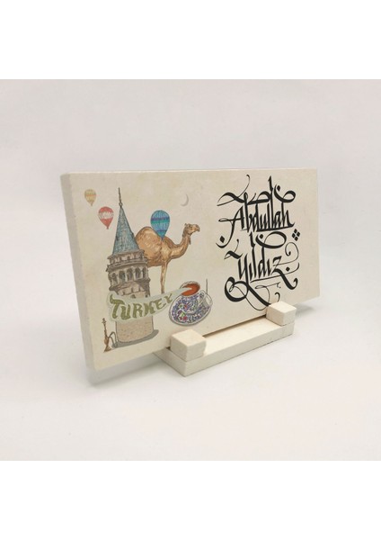 Geleneksel Hat Sanatı ile Doğal Taş Üzerine Yazılı Masaüstü Isimlik