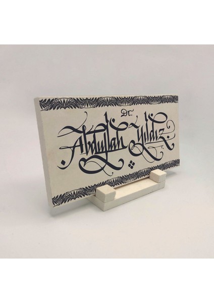 Geleneksel Hat Sanatı Ile Isim Yazılı Doğaltaş Masaüstü Isimlik 10X20 Dkd-41