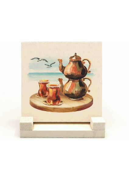 Istanbul - Çay Baskılı Doğaltaş Masa Üstlük fiyatları