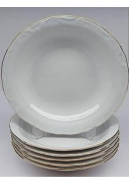 Porselen Altın Yaldız 12'li 17CM Çukur Yemek Tabak