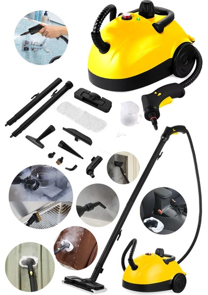 Derinlemesine Çok Amaçlı Buharlı Temizlik Makinası Cam Parke Mutfak Temizleme Nozüllü 2500W 13 Parça indirimleri