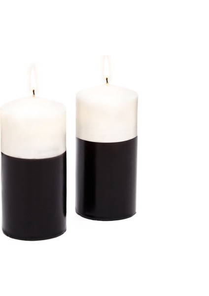 2li Degrade Siyah Silindir Mum (5,5 CMX11 Cm)