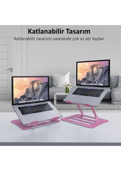 Jön Metal Katlanabilir Telefon Tutuculu Tüm Modellerle Uyumlu Ayarlanabilir Notebook Laptop Standı Yükseltici