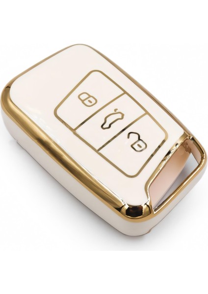Volkswagen Passat B8 Skoda Superb Kodiaq Uyumlu Smart Kumanda Kılıfı Oto Anahtarlık Beyaz fiyatları