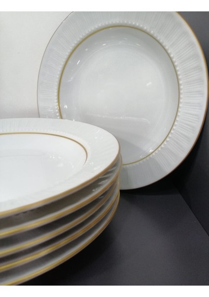 Porselen Safir 12 Adet 19 cm Çukur Yemek Tabak( Yaldız Garantili ) modelleri