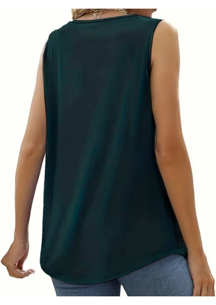 Kadın Kolsuz Bisiklet Yaka Dantelli Viskon Bluz fırsatları