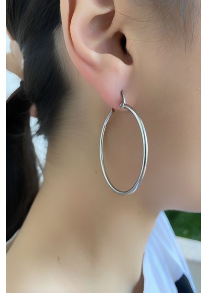 4 Çift Büyük Orta Küçük Boy Halka Küpeler 316L Paslanmaz Kararmaz Çelik Küpe Gümüş Gri Renk fiyatları