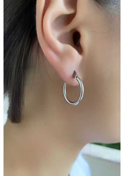 4 Çift Büyük Orta Küçük Boy Halka Küpeler 316L Paslanmaz Kararmaz Çelik Küpe Gümüş Gri Renk modelleri