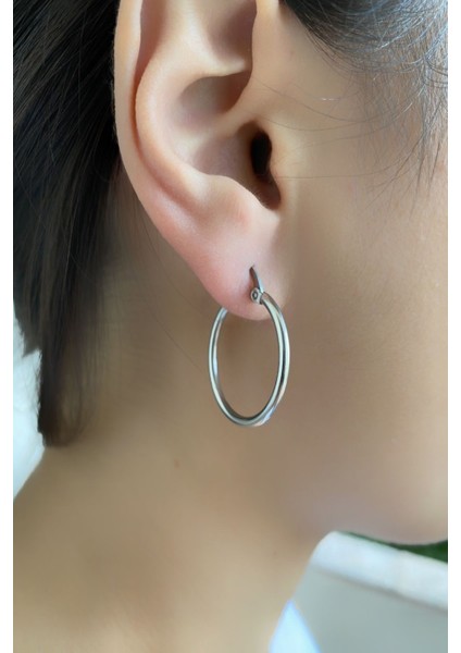 4 Çift Büyük Orta Küçük Boy Halka Küpeler 316L Paslanmaz Kararmaz Çelik Küpe Gümüş Gri Renk fırsatları