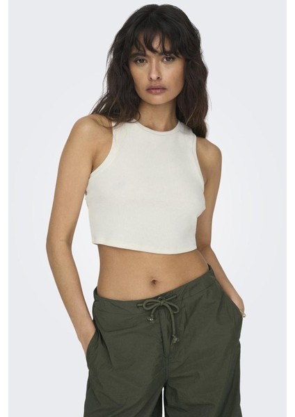 Only Onlvılma S/l Cropped Tank Top Jrs Noos 15282771 P.beyaz