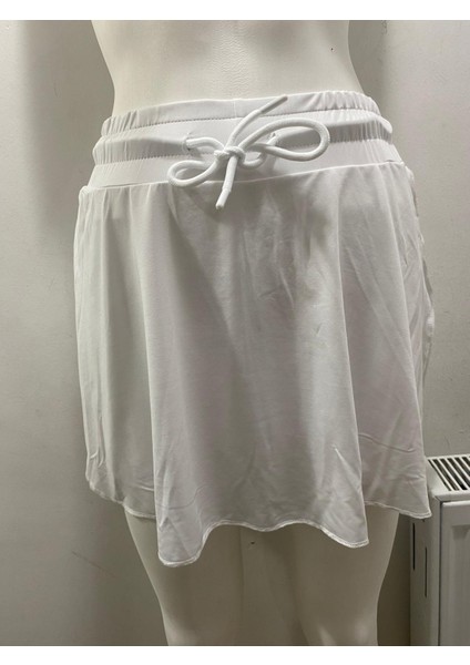 Beyaz Darkalıp Yüksek Bel Içi Taytlı Spor Etek Darkalıp Polyamid Kumaş Kısa Şort Etek modelleri