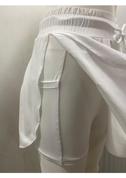 Beyaz Darkalıp Yüksek Bel Içi Taytlı Spor Etek Darkalıp Polyamid Kumaş Kısa Şort Etek fırsatları