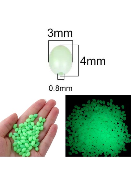 Fosforlu Glow Yeşil 3x4 mm Silikonlu Yumuşak Boncuk Olta Takımı, Çapari, Jig Yapım Malzemesi 50 Adet