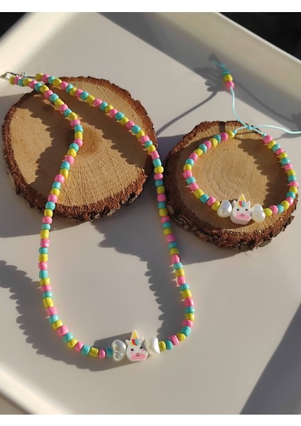 Unicorn Figürlü Kolye ve Bileklik Çocuk Takım fiyatları