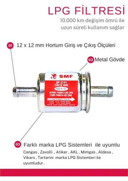 3741 12X12 Otogaz Lpg Filtresi 1 Adet (Sıralı Lpg Sistem Olan Bütün Araçlara Uyumlu)