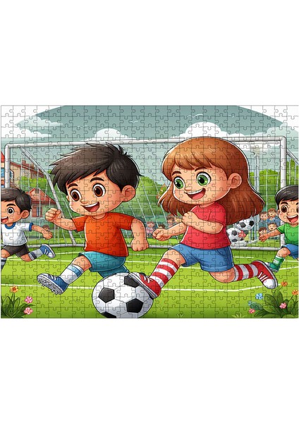 Ahşap Mdf Puzzle Yapboz Çocuklar Halı Sahada 500 Parça 50*70 cm